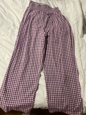 Amazon Purple and White Gingham Wide Leg Pants